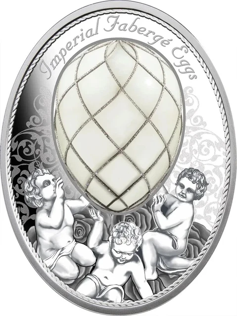 2019 $2 Diamond Trellis Egg Imperial Faberge Silver Coin
