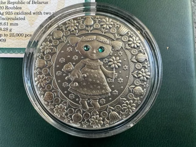 Virgo Zodiac of the Sign 20 Roubles Silver Coin With Crystals Belarus 2009 ()