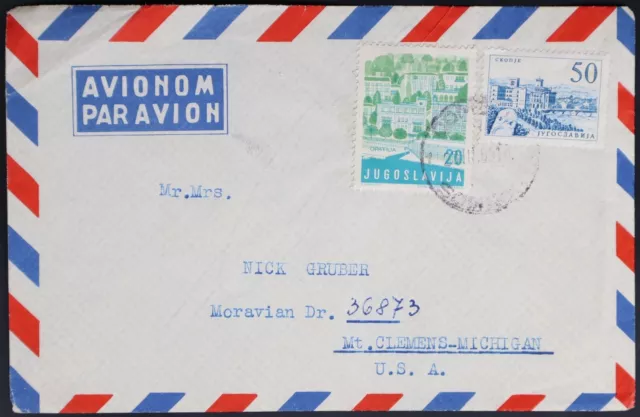 MayfairStamps Yugoslavia 1965 to Mount Clemens MI Air Mail Cover aaj_06527