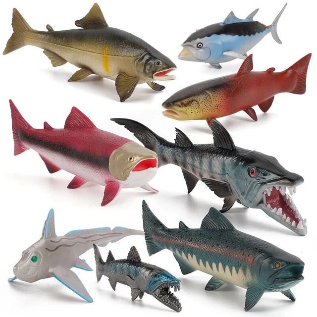 OCEAN SEA MARINE Animal Model Figures Salmon Wolf Fish Figurines Party ...