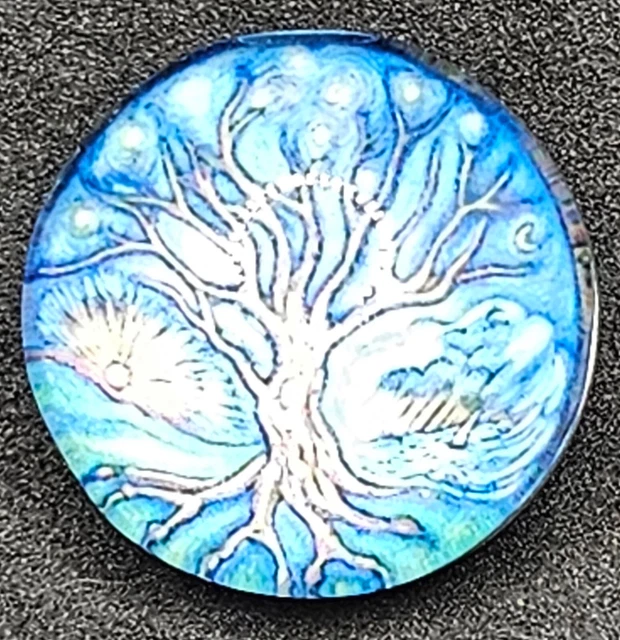 Tree of Life Glass Button Charm for Noosa Ginger Snaps etc. Jewelry 18mm