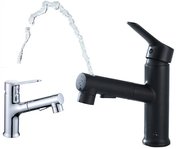 rubinetto bagno lavabo miscelatore estraibile doccetta nero monocomando ottone