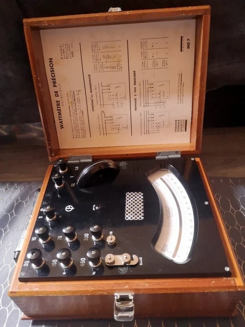 Wattmètre Astatique Ancien Chauvin Arnoux – Dans Son Coffret Bois – Collection