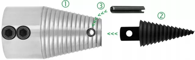 RECHTSGEWINDE 80mm Drillkegel Holzspalter Kegelspalter 35mm Aufnahme 2
