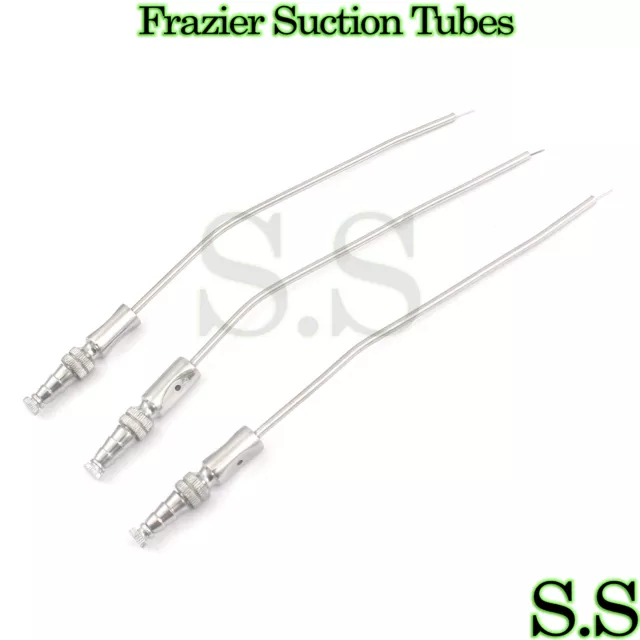 3× Frazier Suction Surgical Tube 9 (3mm) 7.6" Aspirator Diagnostic Instruments