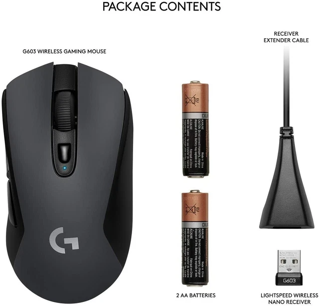 Logitech G603 LIGHTSPEED kabellose Gaming-Maus, HERO 12000 DPI Sensor. SG 6