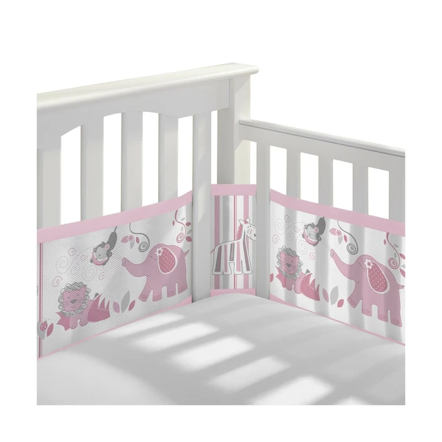 BreathableBaby Breathable Mesh Crib Liner – Classic Collection – Safari Fun G...