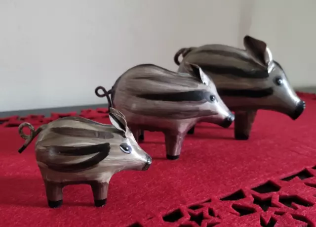 Metall-Deko-Figuren Wildschwein Frischling Metall bemalt