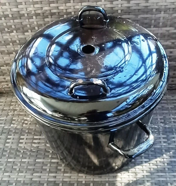 GROSSER EINWECKTOPF EINKOCHTOPF Wecktopf Emailletopf Topf Schwarz Vintage EUR 14,99