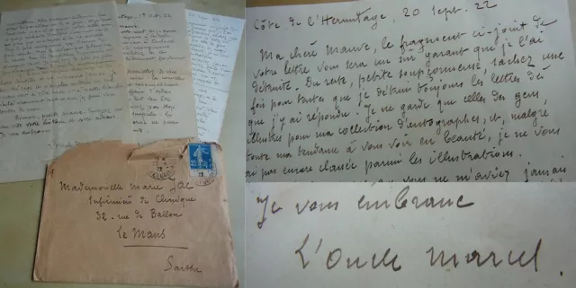 Escritor Marcel Sémézies (1858-1935): 3 Cartas Côte De L'Herimitage 1922