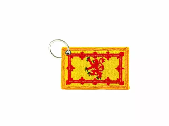 Keychain keyring embroidered embroidery patch double sided flag scotland lion