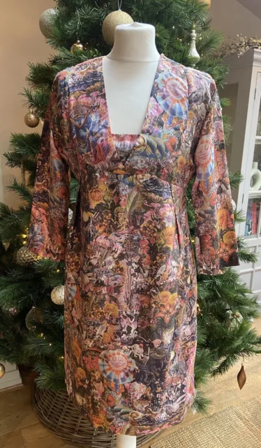 Womens Alan Aldridge Collaboration With Paul Smith 100% Silk Dress Size 44 UK 12