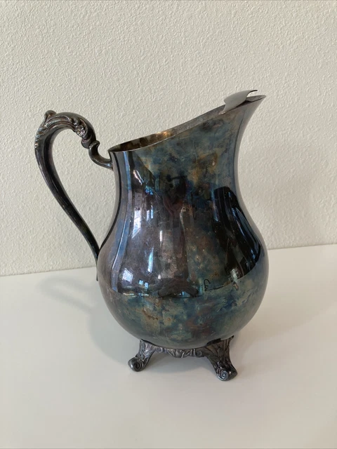VTG 1883 3707 F.B. Rogers Silver Co. Plated Footed Lipped Water Pitcher 1955