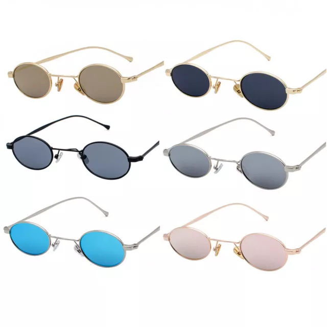 Small Oval Round Sunglasses Vintage Sun Shades Stylish Metal Mens Womens K661