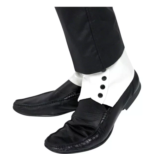 Scarpa mafia anni 20 copricapo gangster ghette scarpe copriscarpe bianco