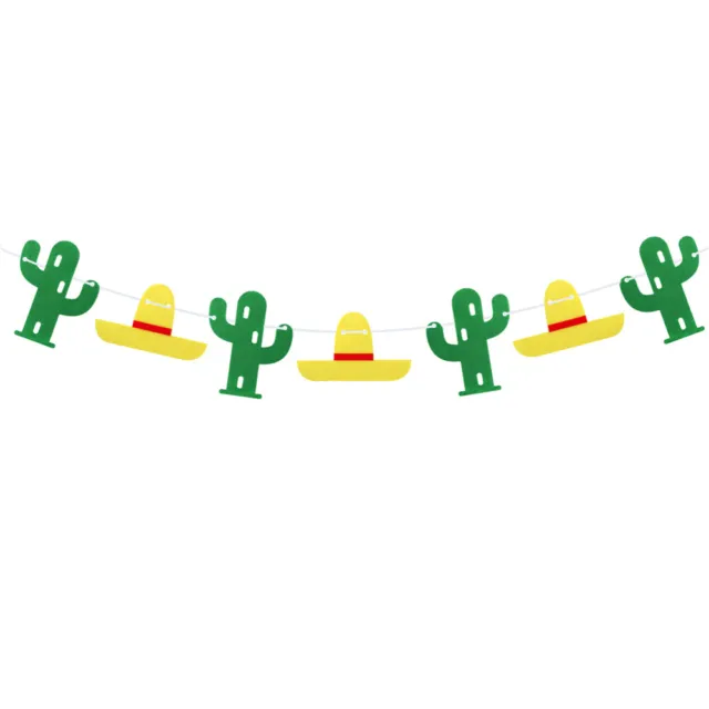 2 Sets Partei Hängende Wimpelkette Kaktus Gemusterte Mexikanisches Banner Hut