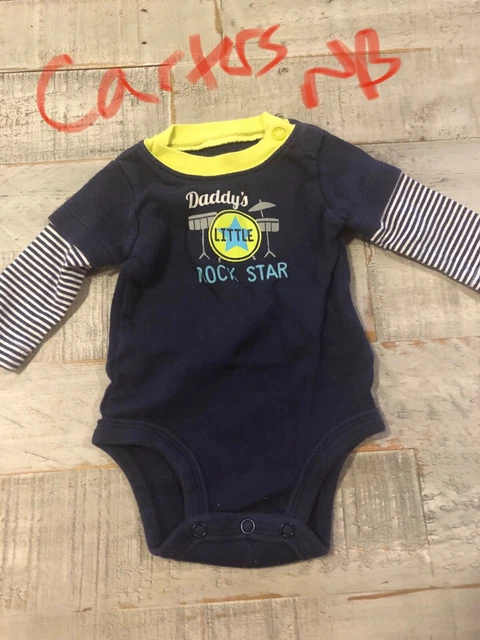 Boys Carters outfit size NB Newborn “Daddys Little Rock Star” long sleeve