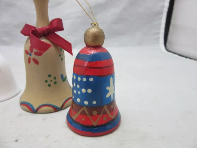 4x vintage bells. Brass, wood & porcelain MAY bell 2