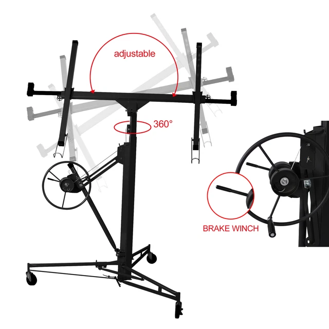 Drywall Panel hoist Drywall Lift Rolling Panel Hoist Jack Lifter 16ft black US