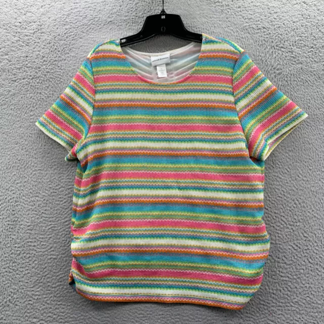 ALFRED DUNNER BLOUSE Womens XL Top Striped Short Sleeve Extra Large ...