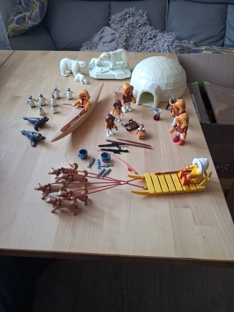 PLAYMOBIL 3465, Set Esquimaux Avec Igloo, Chiens Et Personnages, Vintage 1985