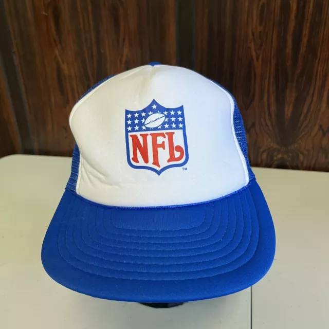 vintage 80s 90s speedway nfl logo trucker snapback hat cap vtg blue white