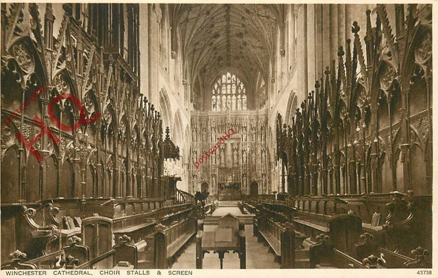 Picture Postcard: Winchester Cathedral, Choir Stalls and Screen [Photochrom]