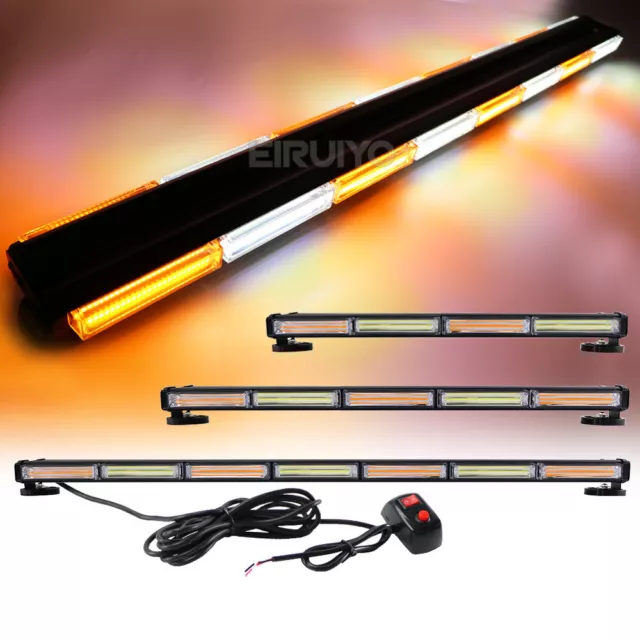 12" - 47" White Amber COB LED Rooftop Emergency Strobe Light Bar Hazard Warning