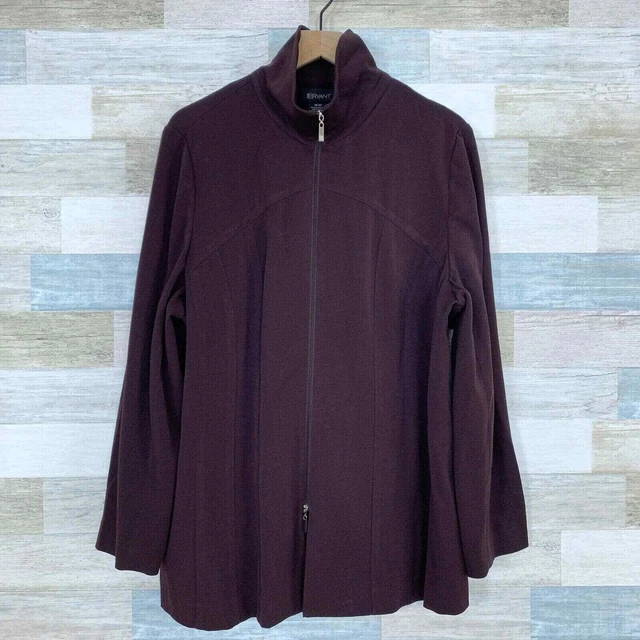Lane Bryant Full Zip Cardigan Jacket Brown Mock Neck Womens Plus Size 18 20