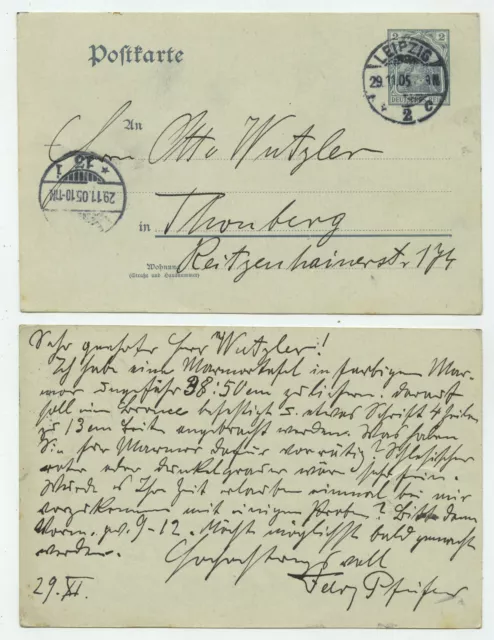 91006 - Ganzsache P 63 X - Postkarte - Leipzig 29.11.1905