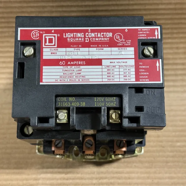 Square D 8903 Spg2 Ser A 2 Pole 60 Amp Lighting Contactor 250V 120V Coil