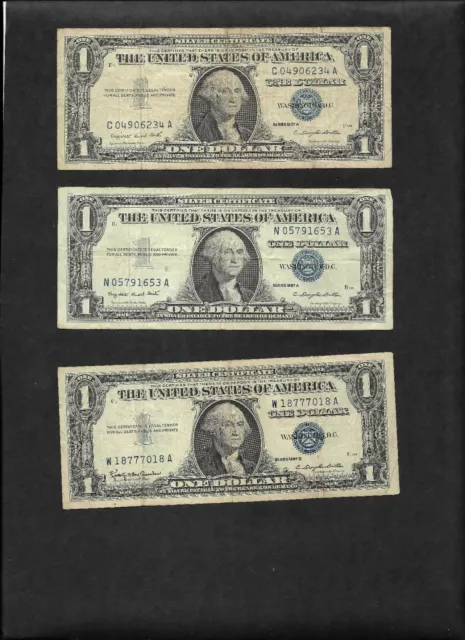 1957 United States Silver Certificate Series A & B Lot of 6 Different CIrculated