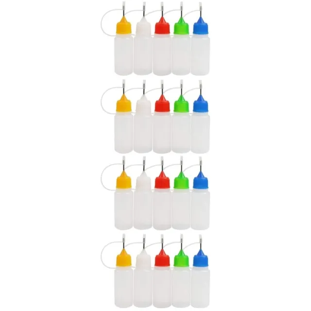 20 piezas Pin aplicador aplicador de pegamento fino botellas de plástico con punta de precisión