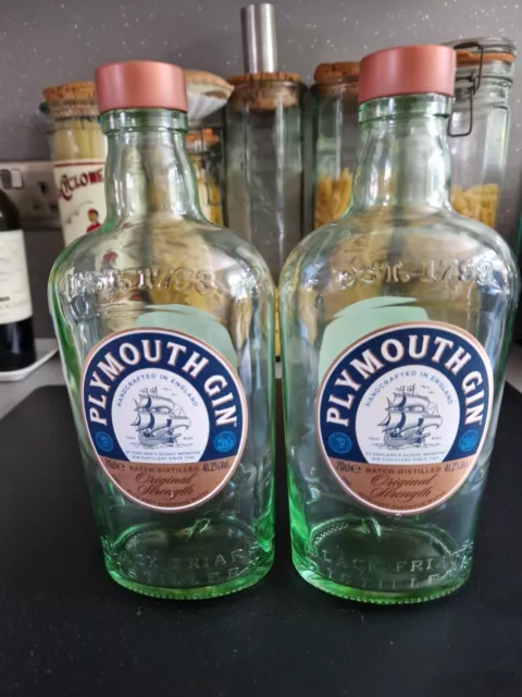 2 x Plymouth Empty Gin Bottles - Upcycling,Weddings,Lights, Craft etc #2