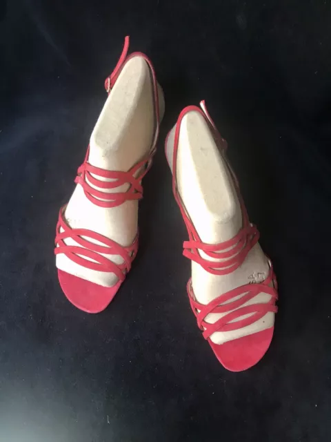 Barneys New York Collection Strappy Red Suede Sandals Size 39 / 9