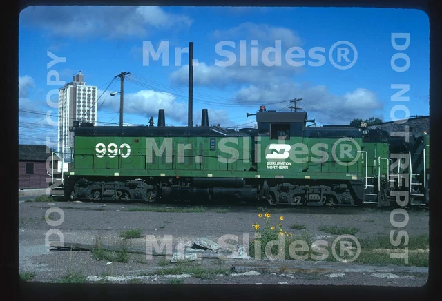 Original Slide BN Burlington Northern Rare NW5 990 Mpls MN 1974