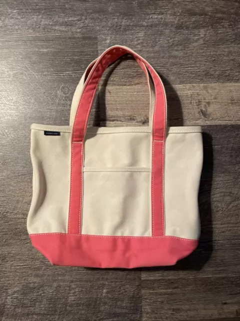 Lands End Canvas Tote Bag Boat Style Open Top Medium 13x17 Pink Preppy Beach