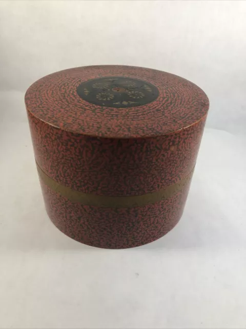 Burmese Betel Nut Container Lacquer Turned Wood Red Southeast Asian Decor