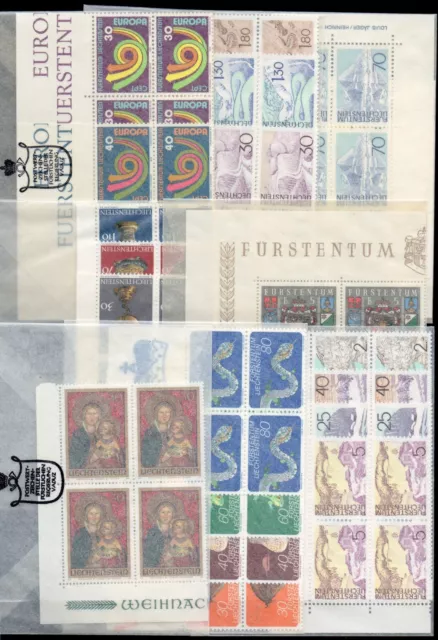 Liechtenstein Jahrgang 1973 Viererblocks komplett postfrisch, Top Qualität