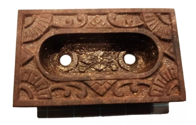 Ornate Victorian Cast Iron Window Sash Lift Pocket Door Recessed Pull - HP