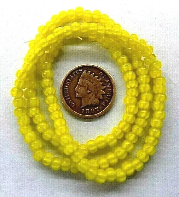 Greasy Yellow White Heart Gooseberry Star Rosetta Trade Beads antique style a