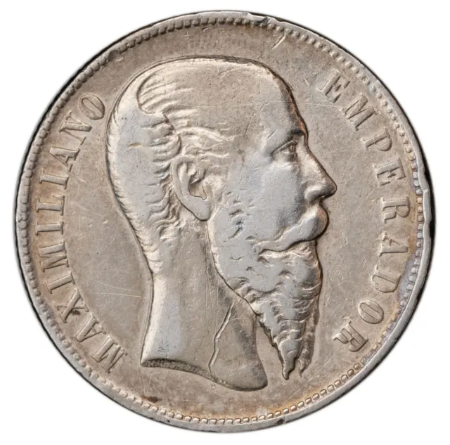 Mexico. Maximilian 1866 Mo Silver 50 Centavos 13.45 g, 30.25 mm, Scarce KM-387