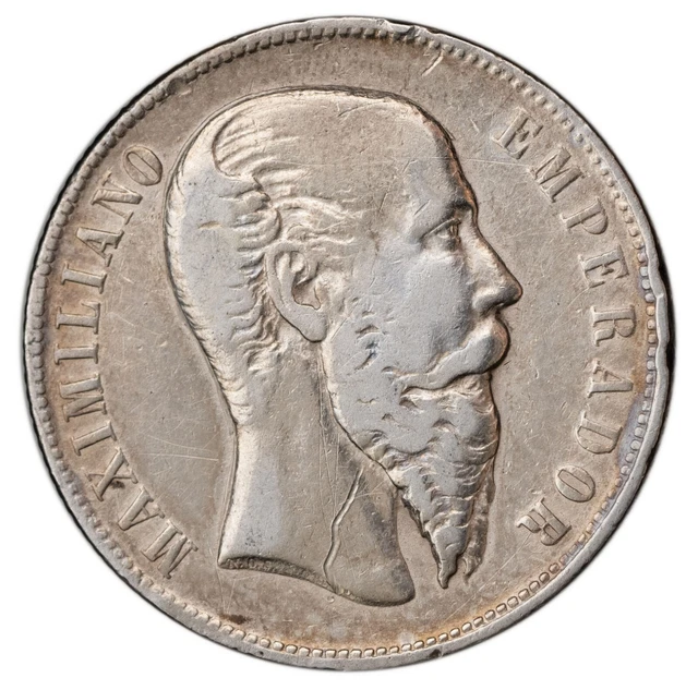 Mexico. Maximilian 1866 Mo Silver 50 Centavos 13.45 g, 30.25 mm, Scarce KM-387 Mexico. Maximilian 1866 Mo Silver 50 Centavos 13.45 g, 30.25 mm, Scarce KM-387