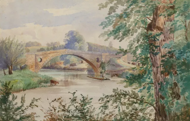 Bien 1871 Aquarelle - Nouveau Pont Sur L'Avon