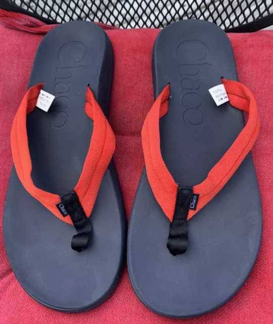 MEN'S CHACO RED Navy Thong Sandals Flip-Flops Size 14 Nice Condition ...