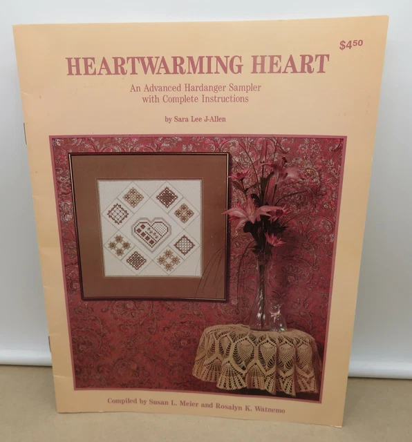 1991 Folleto de patrones bordados Heart Hardanger