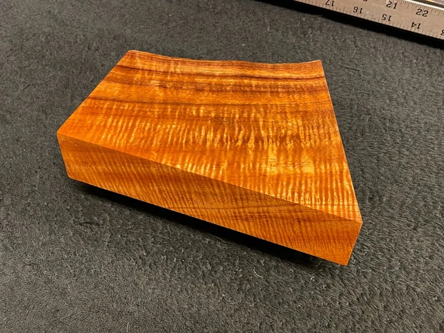 MASTER GRADE Hawaiian Curly Koa Billet Wood:  6" x (5.5" to 4") x 1.75"