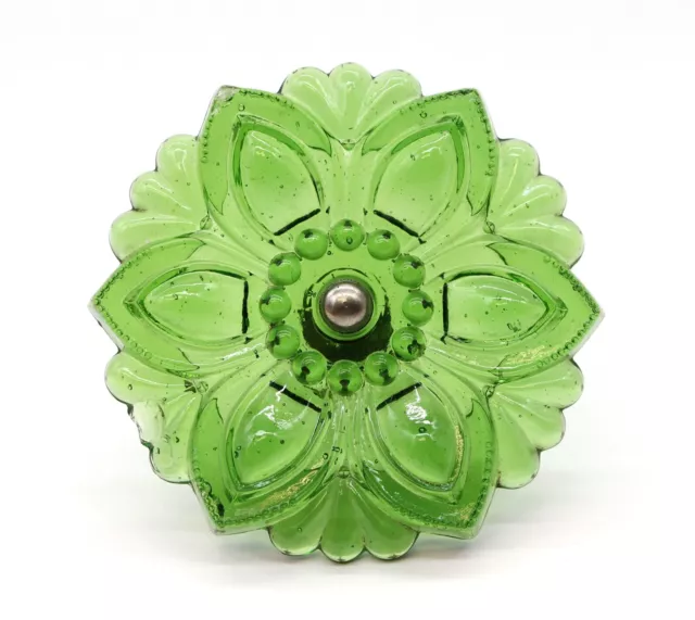 Vintage 4 in. Floral Green Glass Curtain Tieback