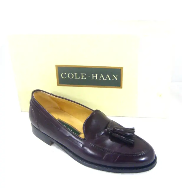 COLE HAAN MENS Burgundy Leather Stitched Vamp Tassel Loafer Shoe 6 D ...