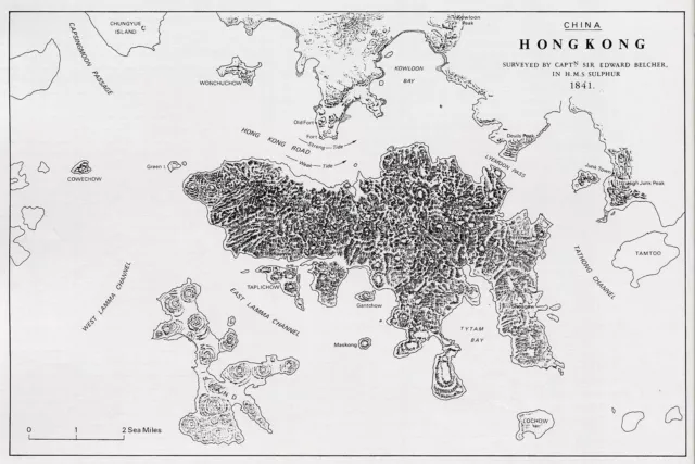 Vintage Map of Hong Kong China From 1841 Print Poster Gift Old Ancient Historic